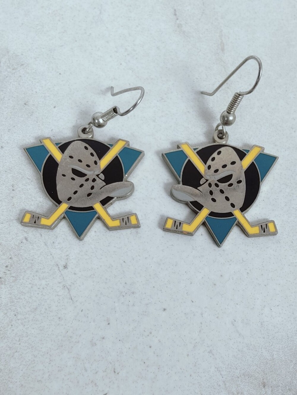 VTG Peter David NHL Anaheim Mighty Ducks 1993 Dangle Earrings